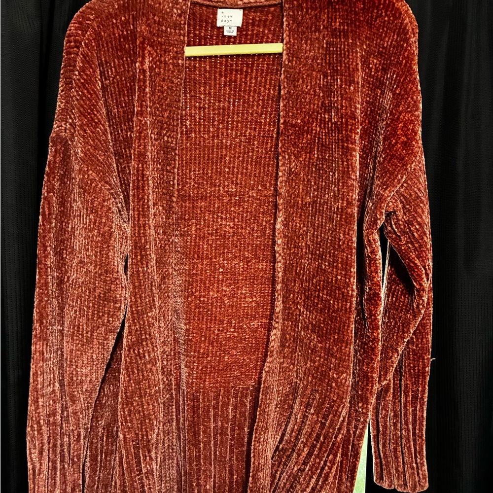 a new day Rust Chenille Open Cardigan